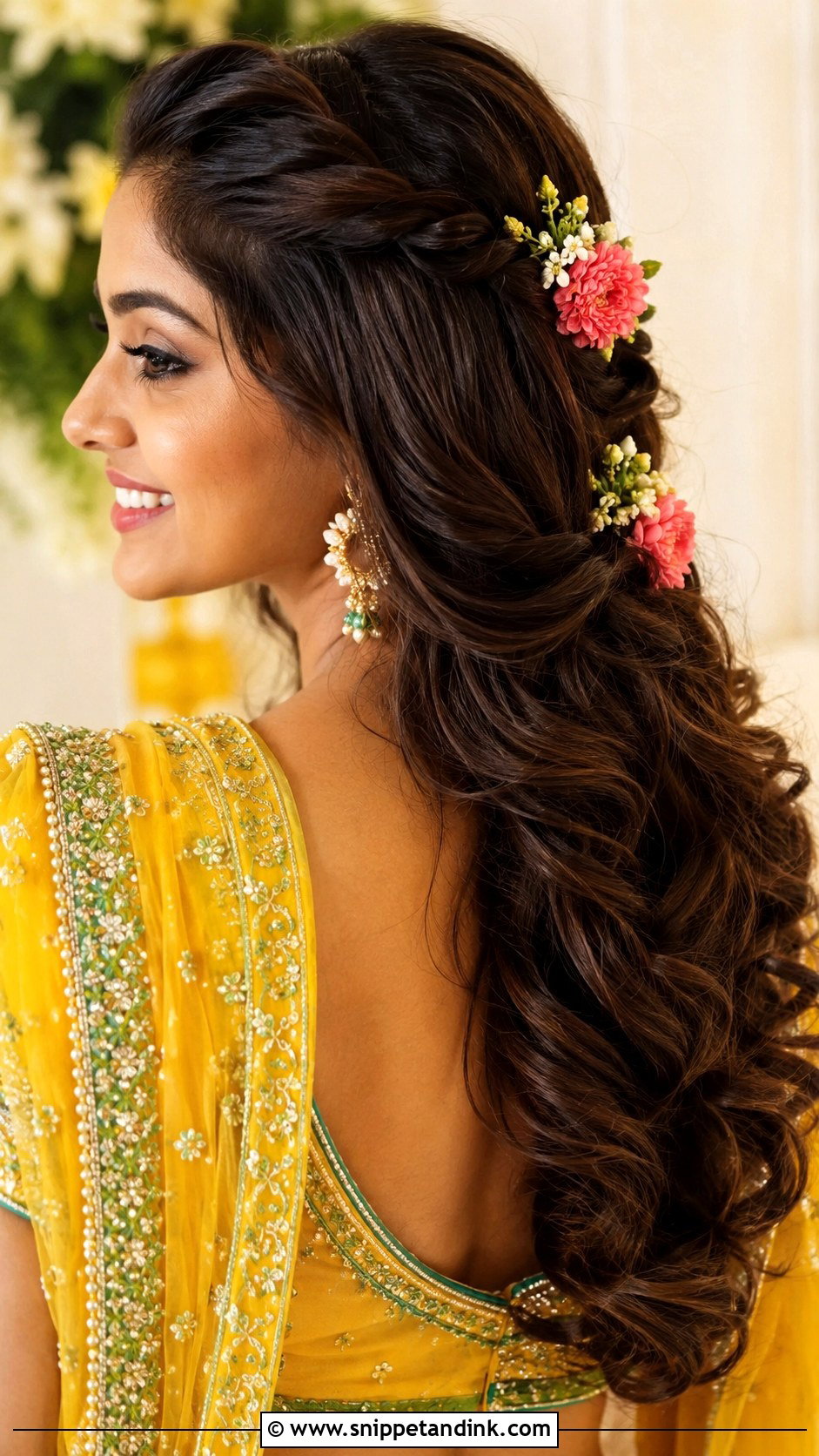 Mehendi Hairstyle For Long Hair Indian Wedding - Snippet and Ink - 15 Long Hairstyles Indian Wedding
