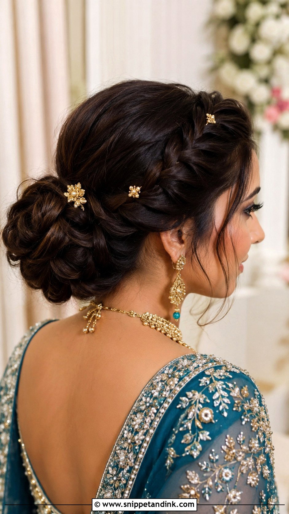 Mehndi Bridesmaid Braided Bun - Snippet and Ink - 30 Mehndi Bridesmaid Hairstyles