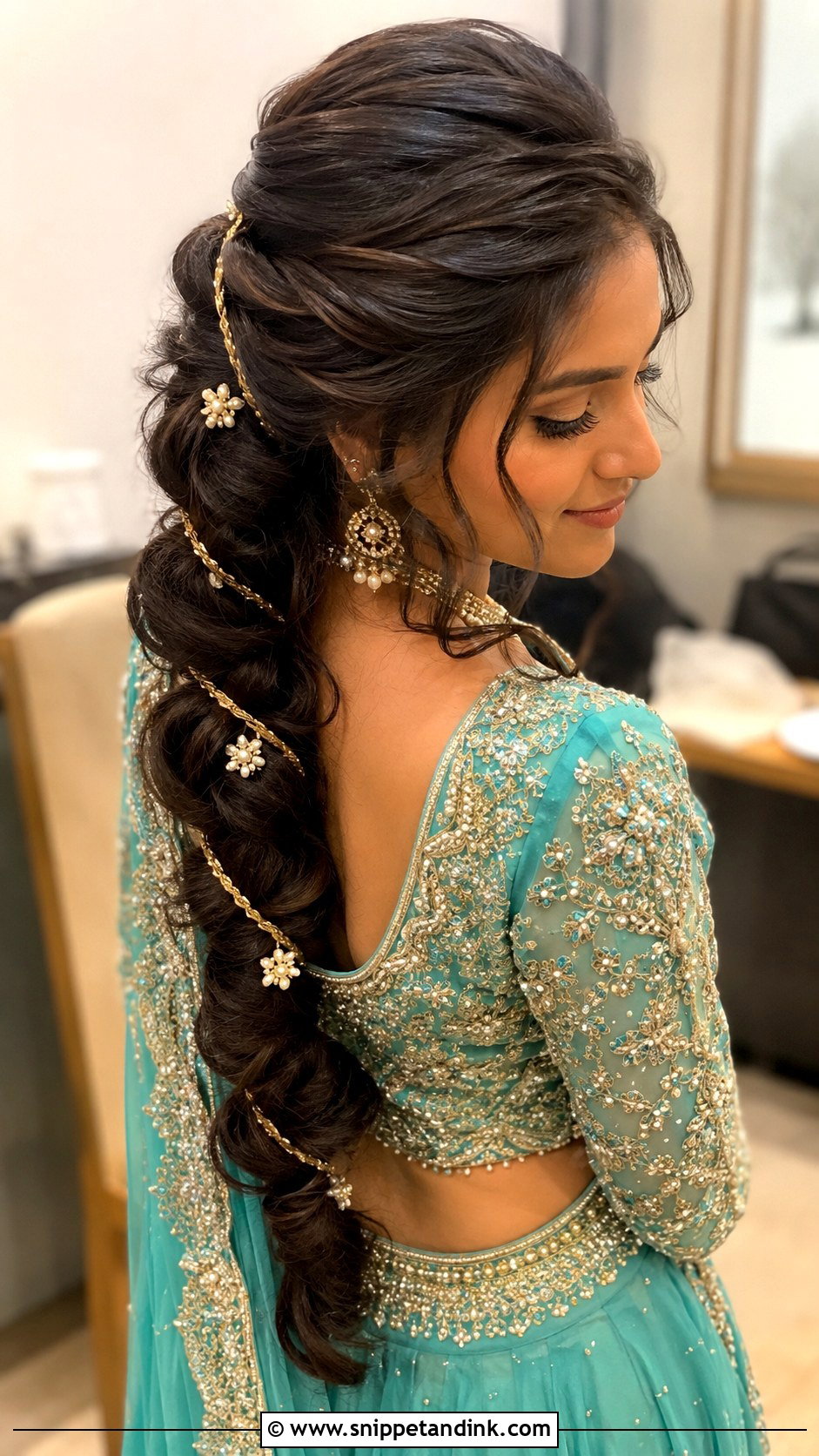 Mehndi Bridesmaid Braided Ponytail - Snippet and Ink - 30 Mehndi Bridesmaid Hairstyles