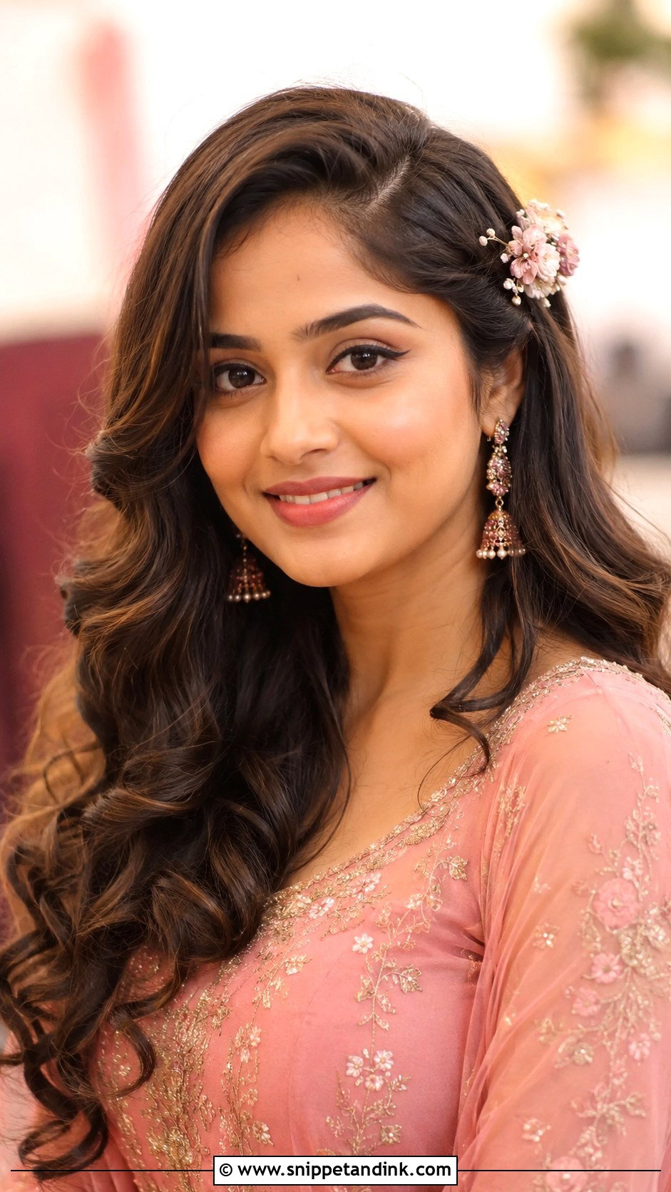 Mehndi Bridesmaid Loose Curls - Snippet and Ink - 30 Mehndi Bridesmaid Hairstyles