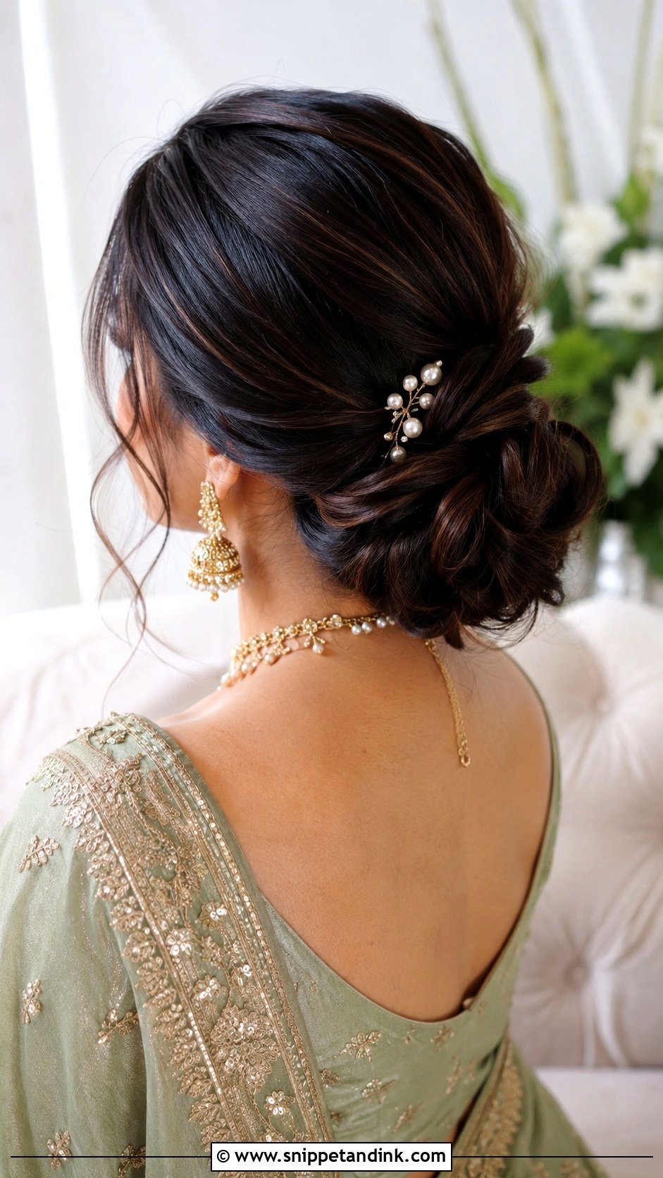 Mehndi Bridesmaid Low Bun - Snippet and Ink - 30 Mehndi Bridesmaid Hairstyles