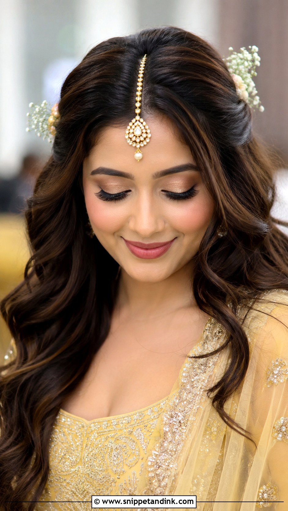 Mehndi Bridesmaid Maang Tikka Hairstyle - Snippet and Ink - 30 Mehndi Bridesmaid Hairstyles