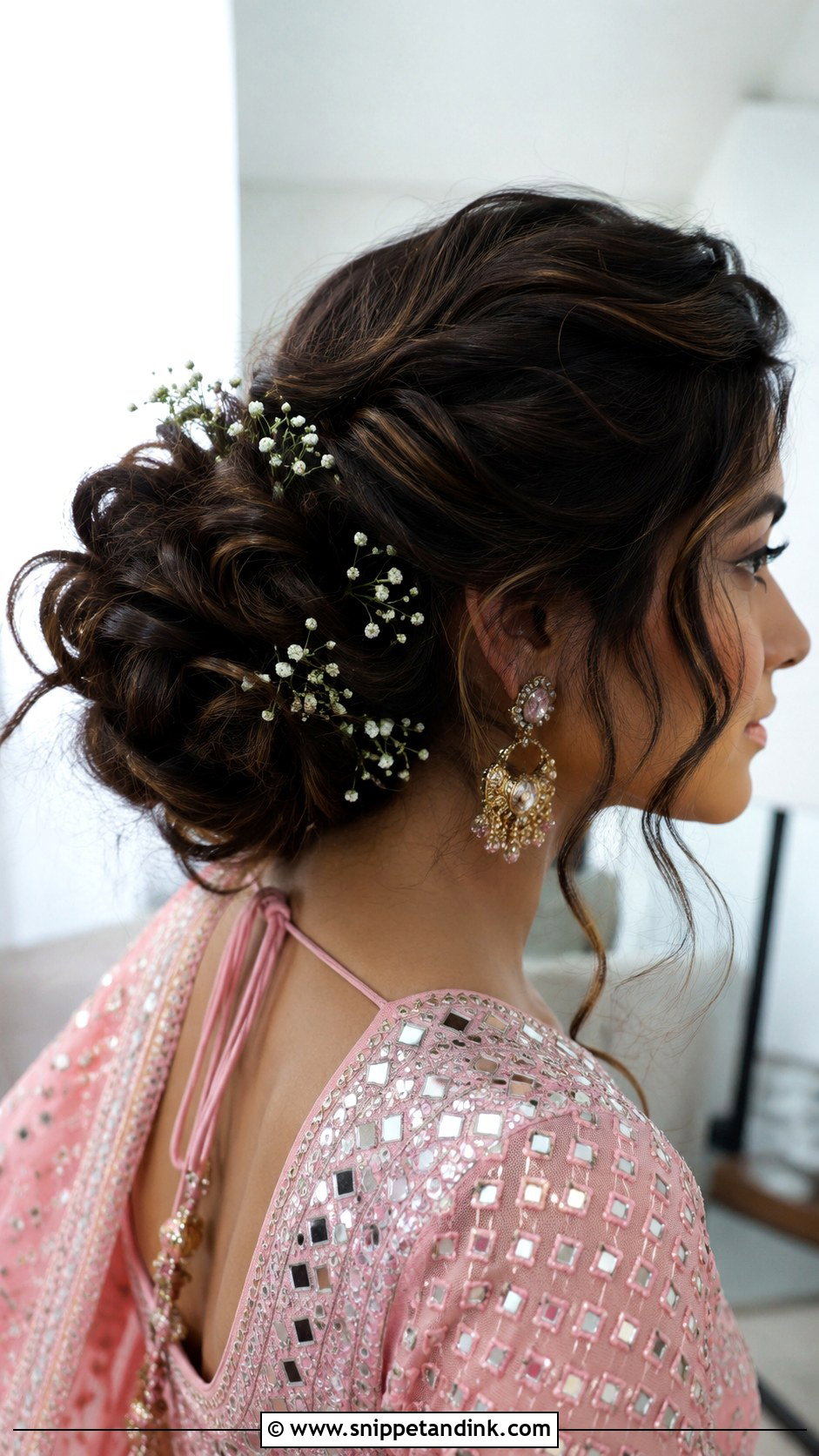 Mehndi Bridesmaid Messy Bun - Snippet and Ink - 30 Mehndi Bridesmaid Hairstyles