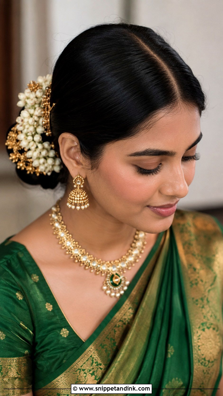 Mehndi Bridesmaid Middle Part Bun - Snippet and Ink - 30 Mehndi Bridesmaid Hairstyles
