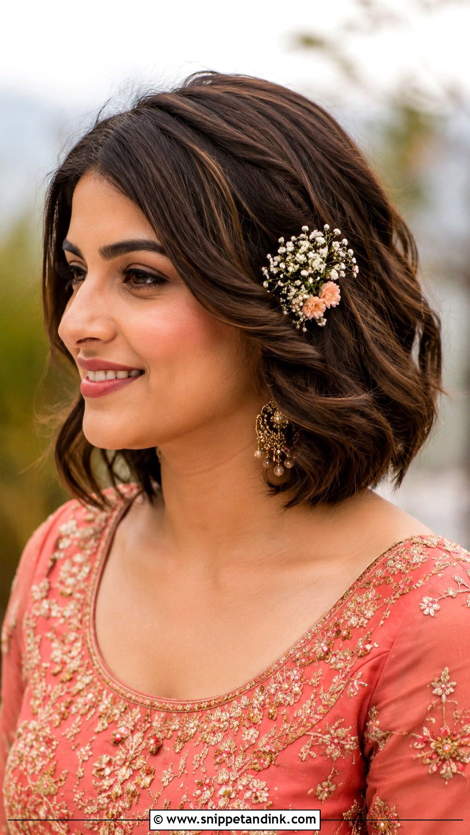 Mehndi Bridesmaid Short Hair Waves - Snippet and Ink - 30 Mehndi Bridesmaid Hairstyles