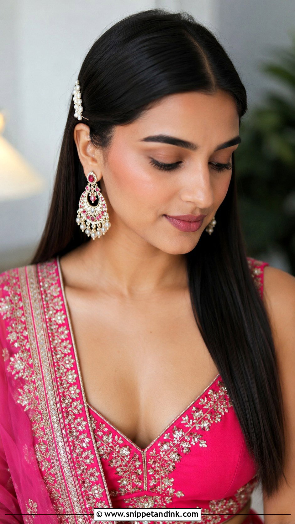 Mehndi Bridesmaid Sleek Straight Hair - Snippet and Ink - 30 Mehndi Bridesmaid Hairstyles
