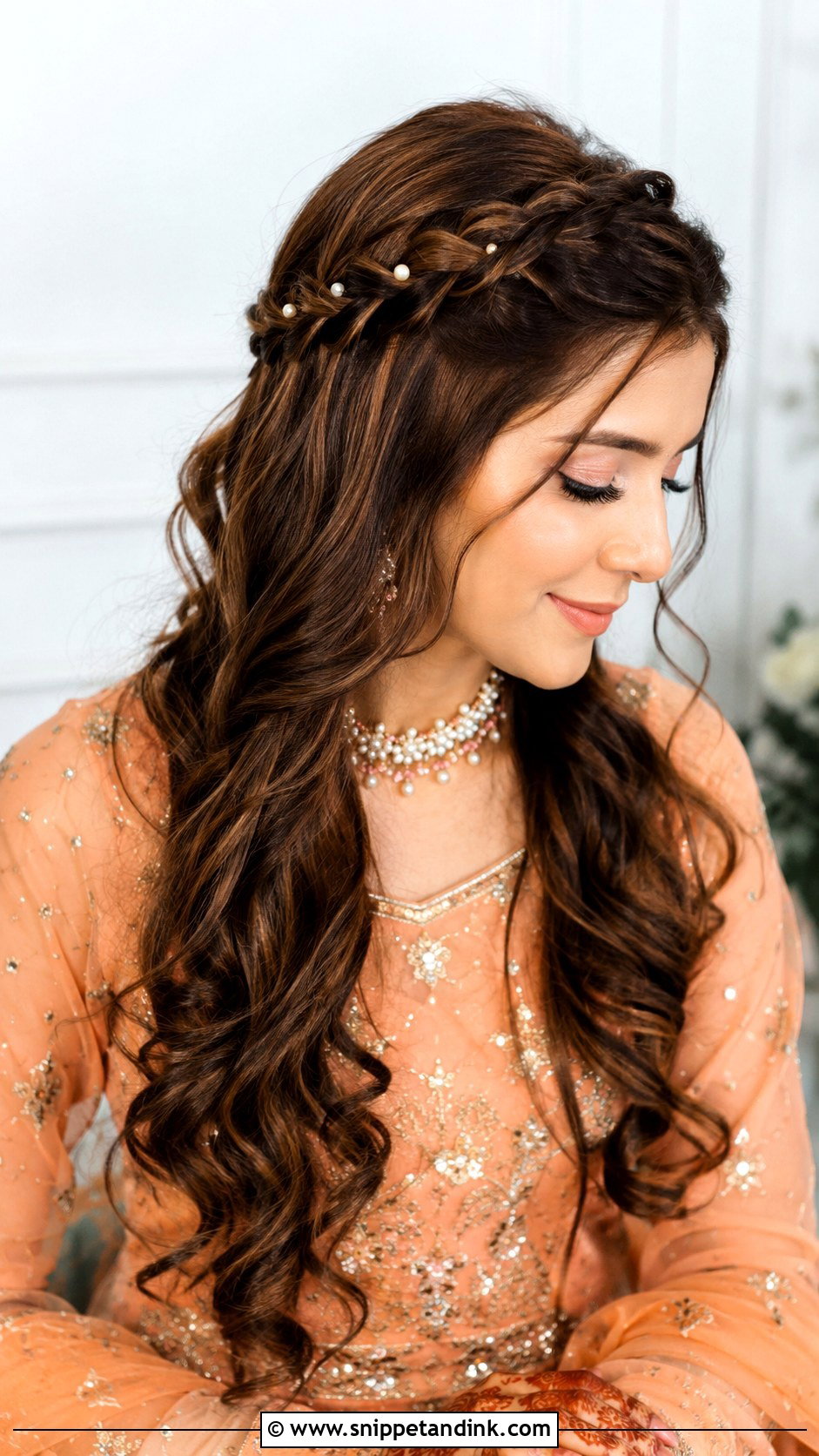Mehndi Bridesmaid Waterfall Braid - Snippet and Ink - 30 Mehndi Bridesmaid Hairstyles