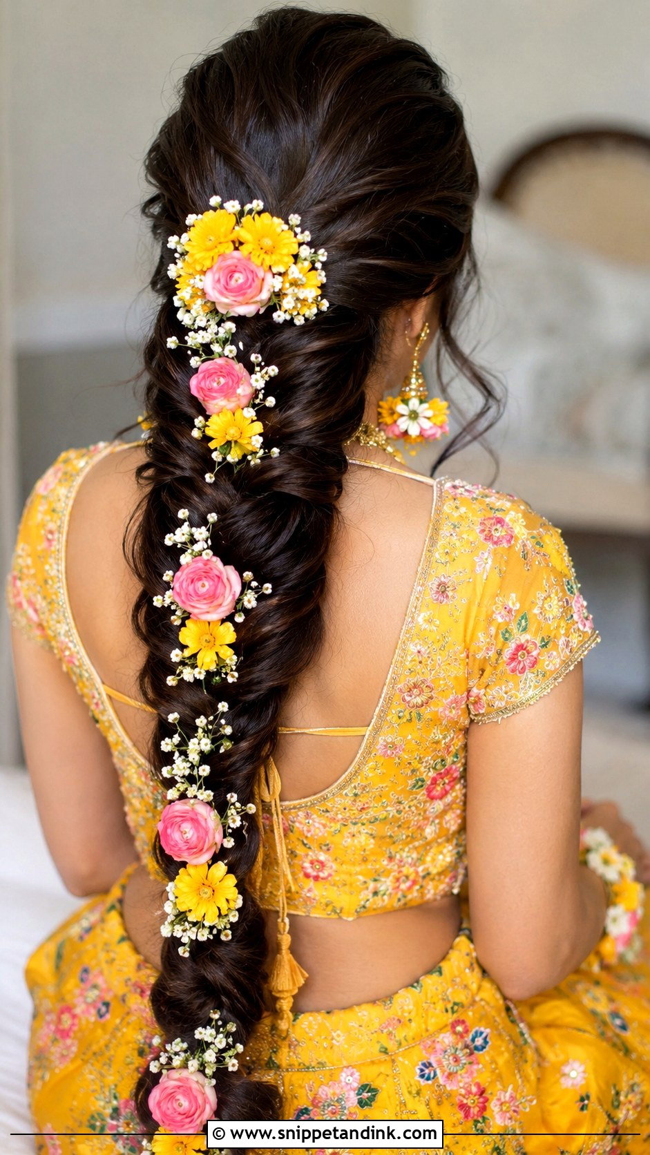 Mehndi Floral Braid For Bride - Snippet and Ink - 15 Mendhi Hairstyles for Bride