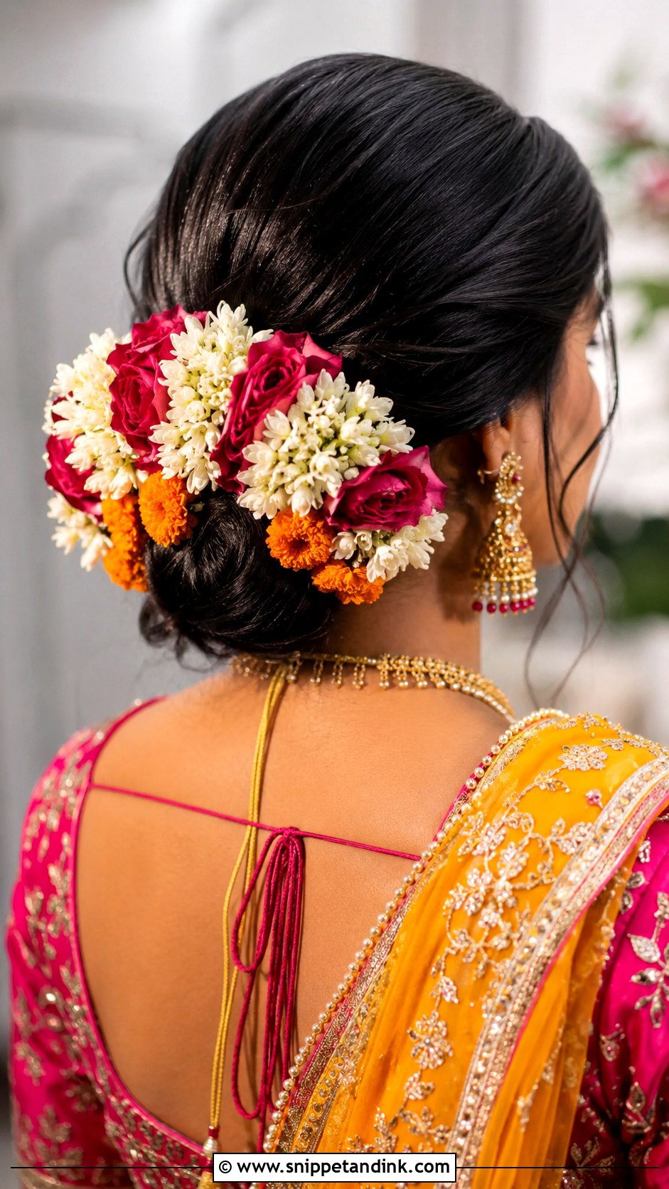 Mehndi Flower Bun For Bride - Snippet and Ink - 15 Mendhi Hairstyles for Bride