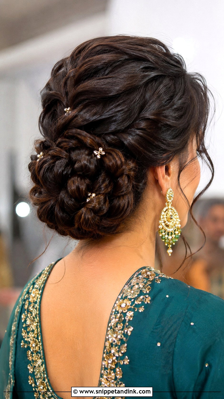 Mehndi Guest Braided Bun - Snippet and Ink - 20 Mehndi Guest Hairstyle Ideas