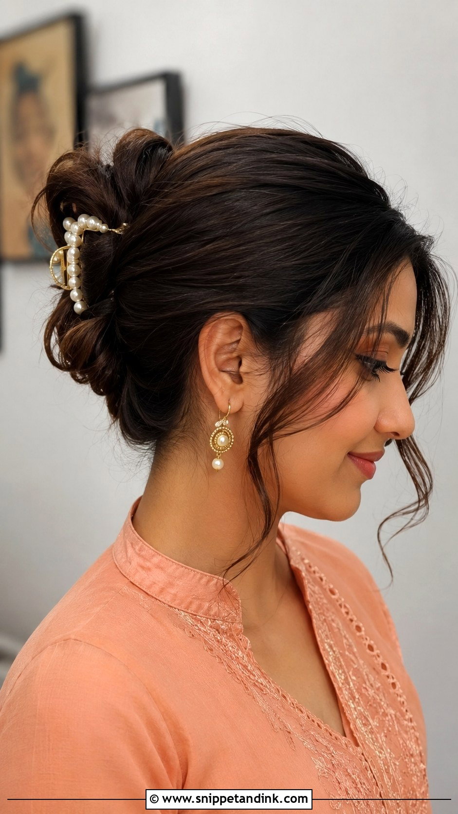Mehndi Guest Claw Clip Updo - Snippet and Ink - 20 Mehndi Guest Hairstyle Ideas