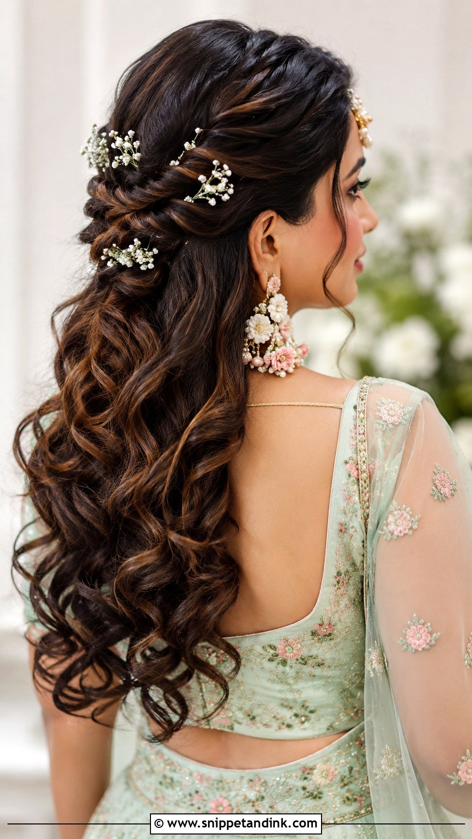 Mehndi Half Up Hairstyle For Bride - Snippet and Ink - 15 Mendhi Hairstyles for Bride