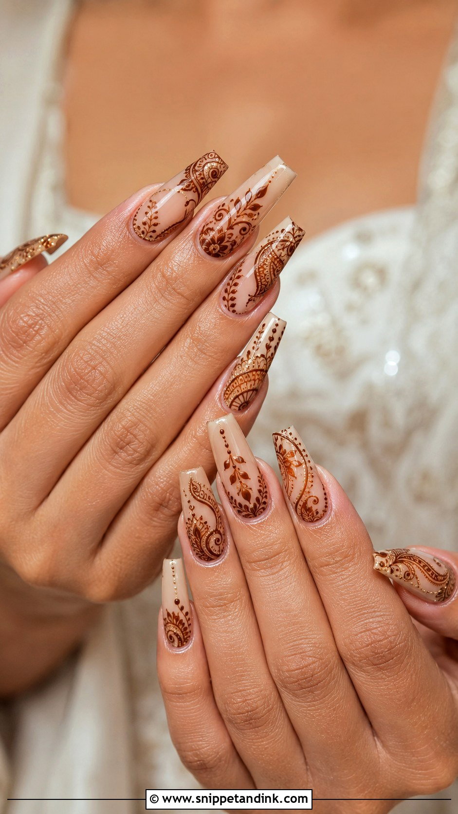 Mehndi Indian Bridal Nail Extensions - Snippet and Ink - 20 Indian Bridal Nail Extension Designs