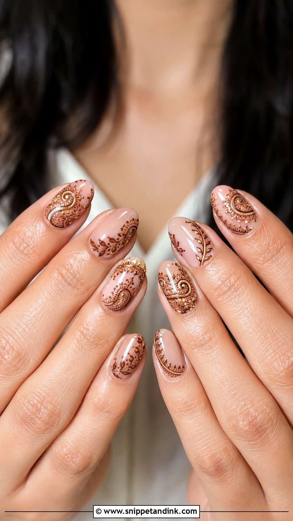Mehndi Indian Bridal Nails With Henna Patterns - Snippet and Ink - 20 Indian Bride Wedding Nails