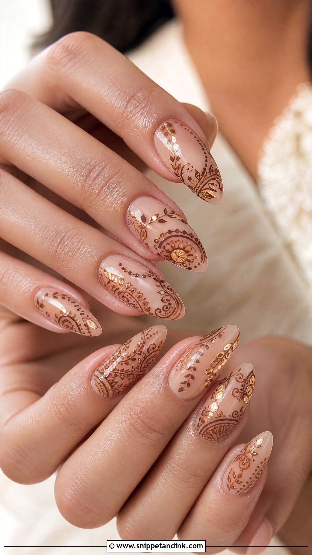Mehndi Inspired Bridal Nails - Snippet and Ink - 25 Indian Wedding Nail Art Designs