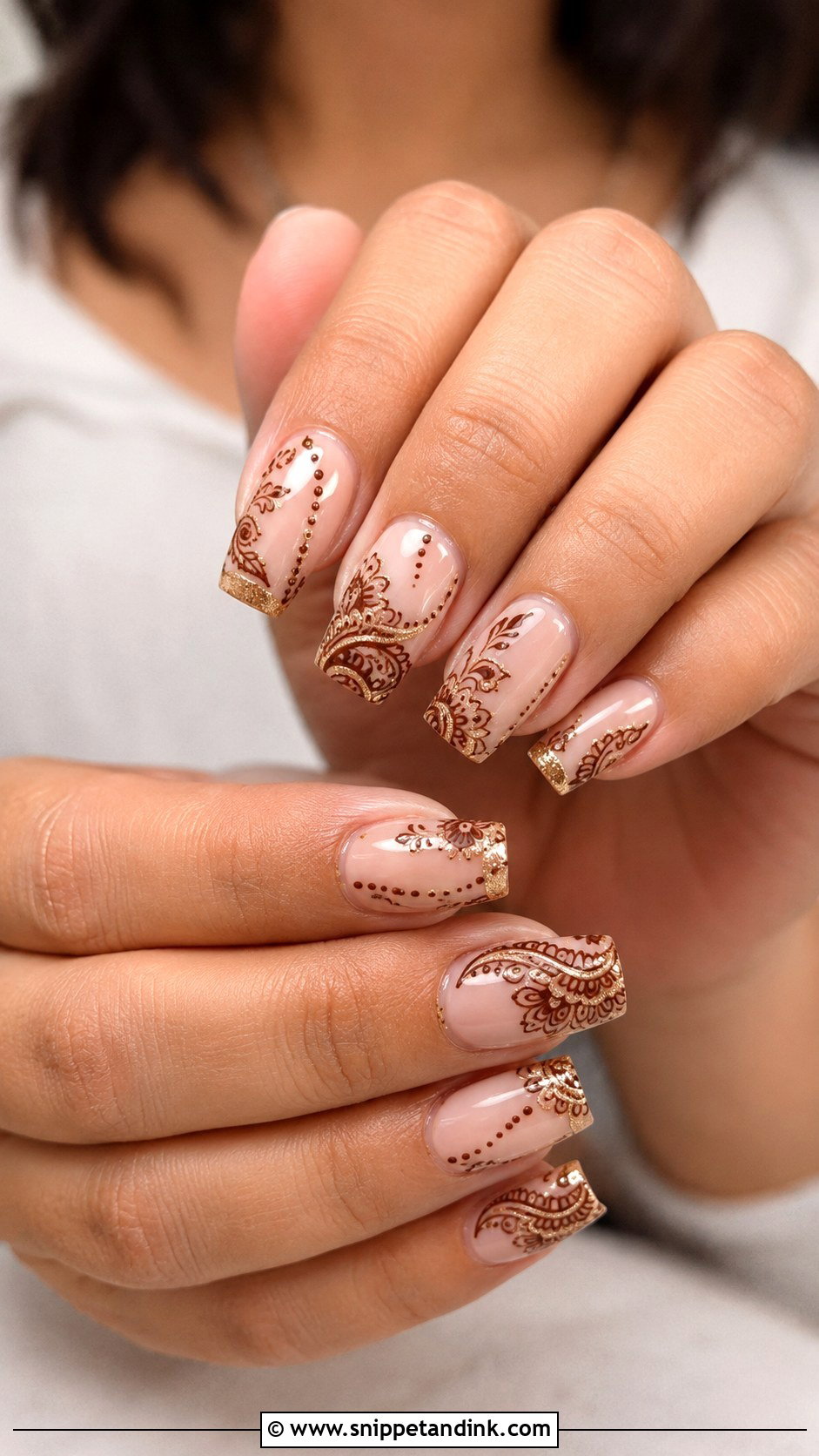Mehndi Inspired Bridesmaid Nails - Snippet and Ink - 20 Indian Wedding Nails Bridesmaid