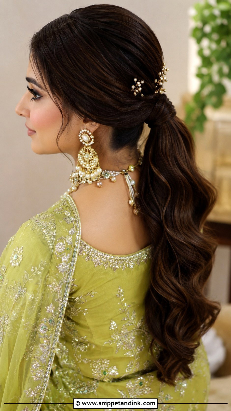 Mehndi Low Ponytail For Bride - Snippet and Ink - 15 Mendhi Hairstyles for Bride