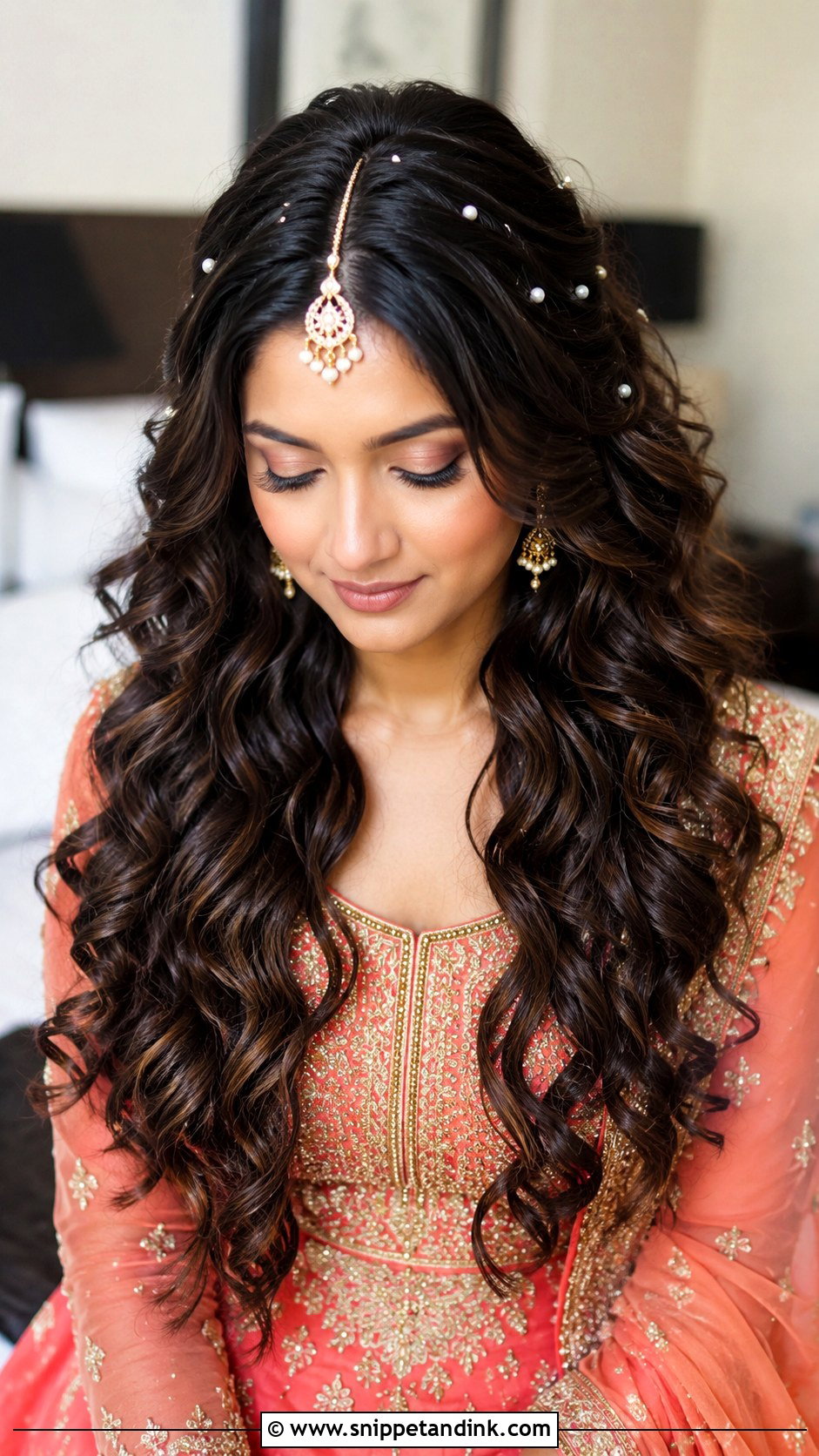 Mehndi Open Curls For Bride - Snippet and Ink - 15 Mendhi Hairstyles for Bride