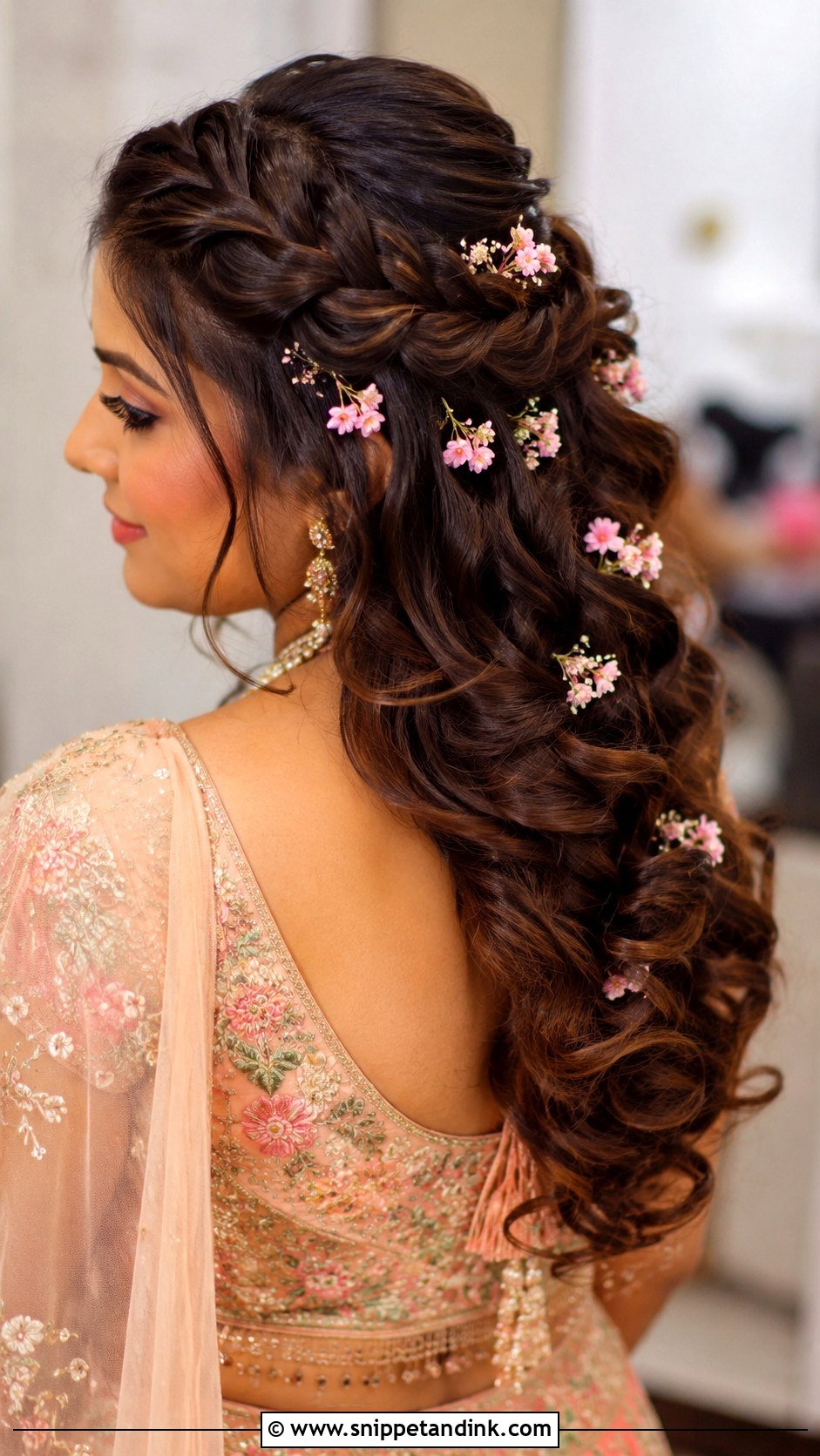 Mehndi Waterfall Braid For Bride - Snippet and Ink - 15 Mendhi Hairstyles for Bride
