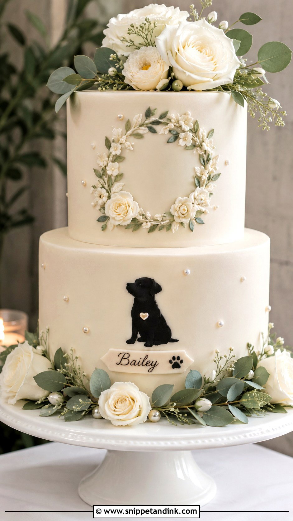 Memorial Dog Wedding Cake - Snippet and Ink - 25 Dog in Wedding Cake Ideas