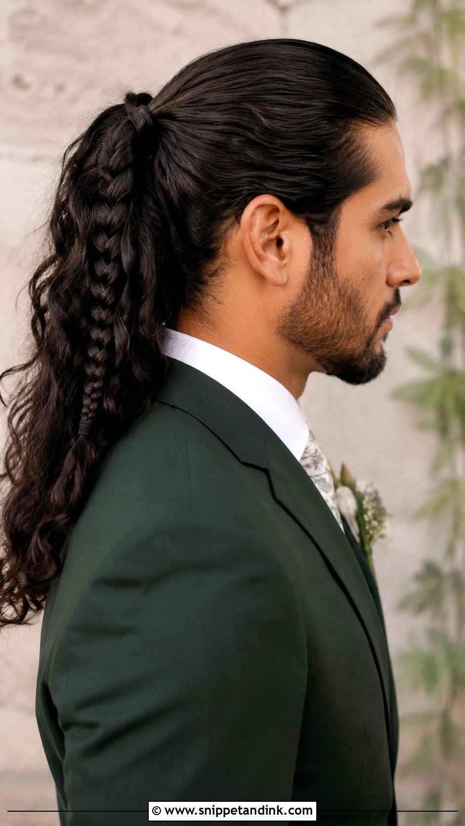 Men Long Hair Braided Ponytail Wedding - Snippet and Ink - 15 Men Long Hair Wedding Ideas