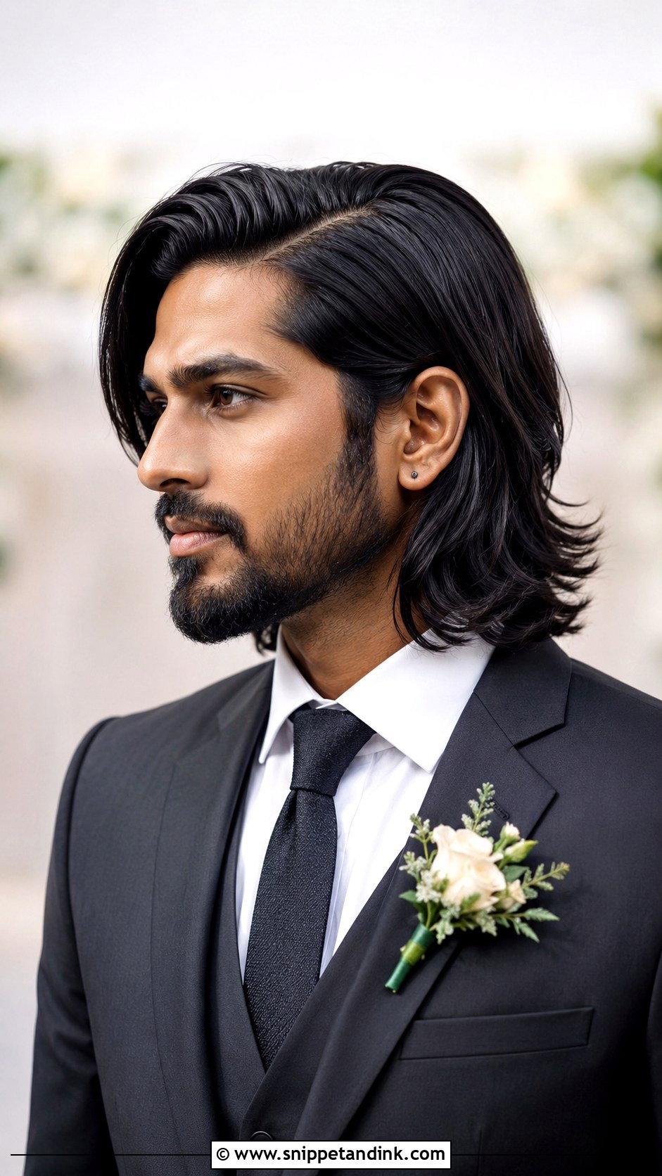 Men Side Part Long Hair Wedding - Snippet and Ink - 15 Men Long Hair Wedding Ideas