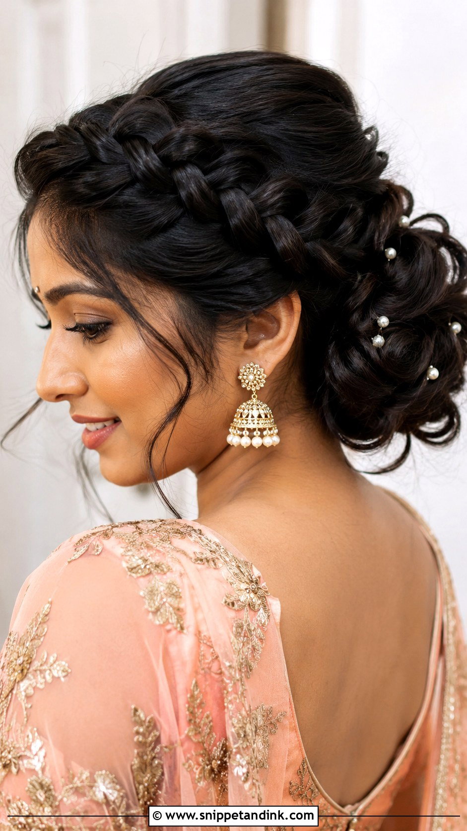 Mendhi Crown Braid Updo - Snippet and Ink - 20 Mendhi Bridesmaid Hairstyles