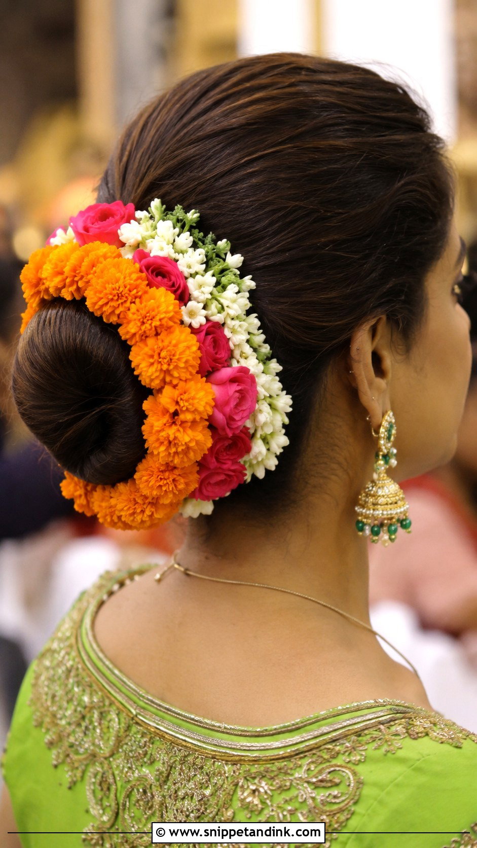Mendhi Floral Bun - Snippet and Ink - 20 Mendhi Bridesmaid Hairstyles