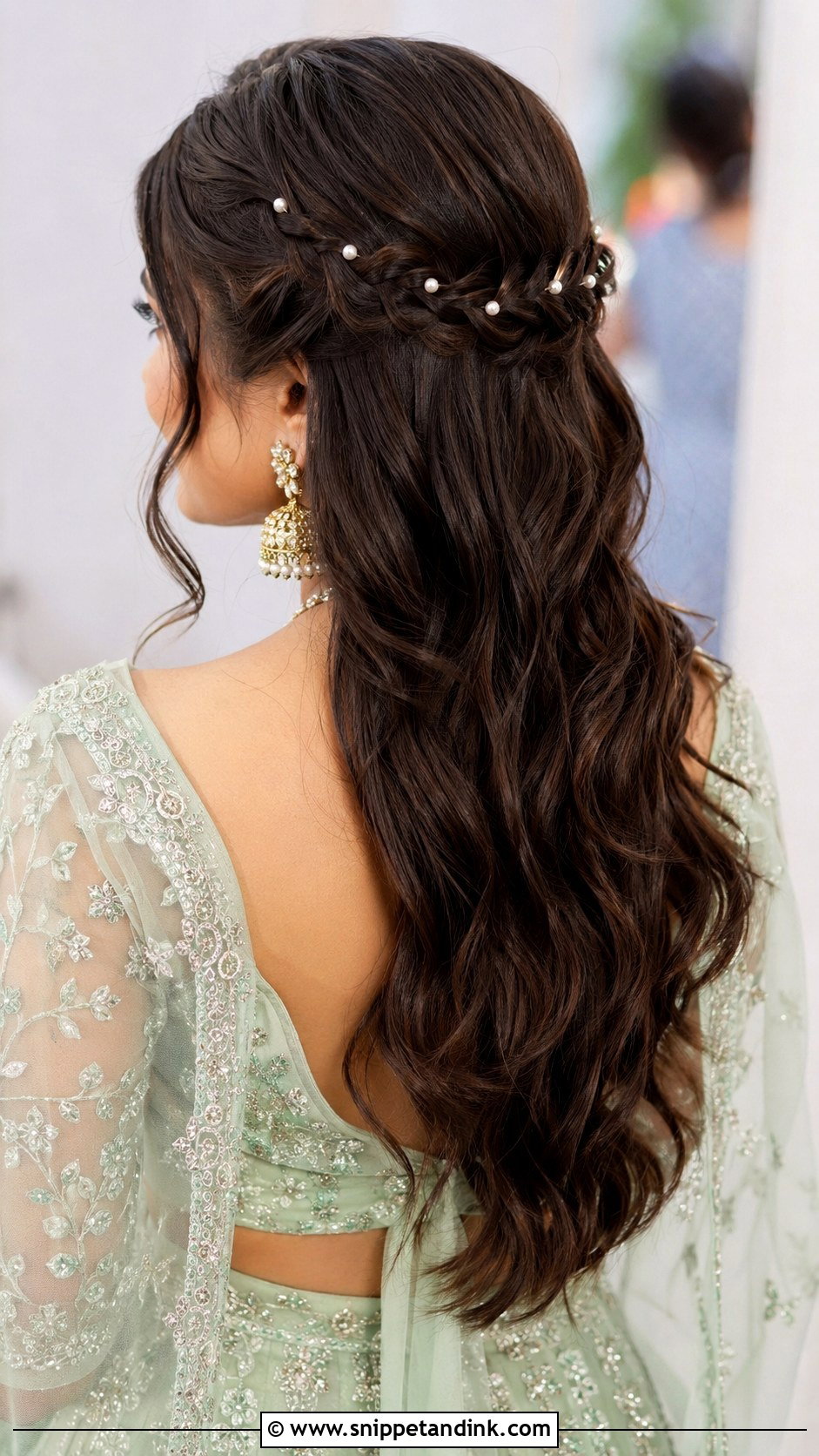 Mendhi Half Up Braid With Waves - Snippet and Ink - 20 Mendhi Bridesmaid Hairstyles