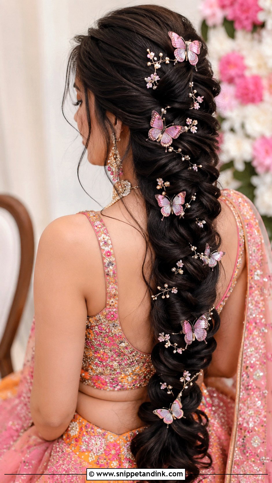 Mermaid Braid With Butterflies - Snippet and Ink - 25 Hindu Bride Hairstyle Ideas