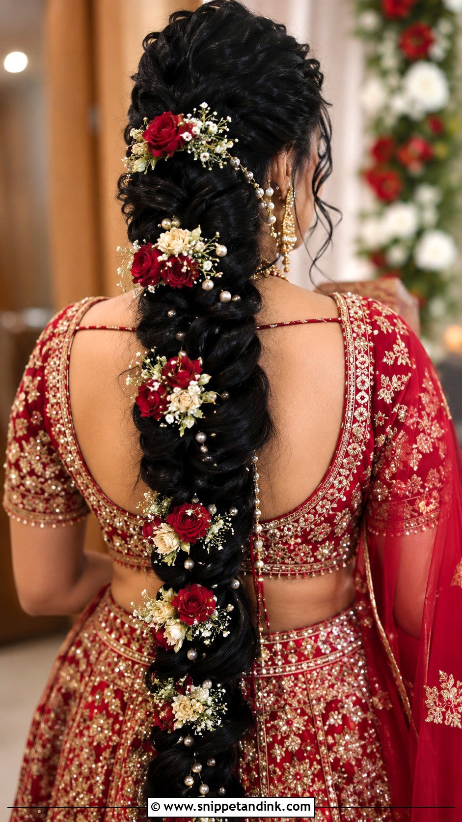 Mermaid Braid With Flowers - Snippet and Ink - 30 Indian Bridal Dulhan Hairstyles