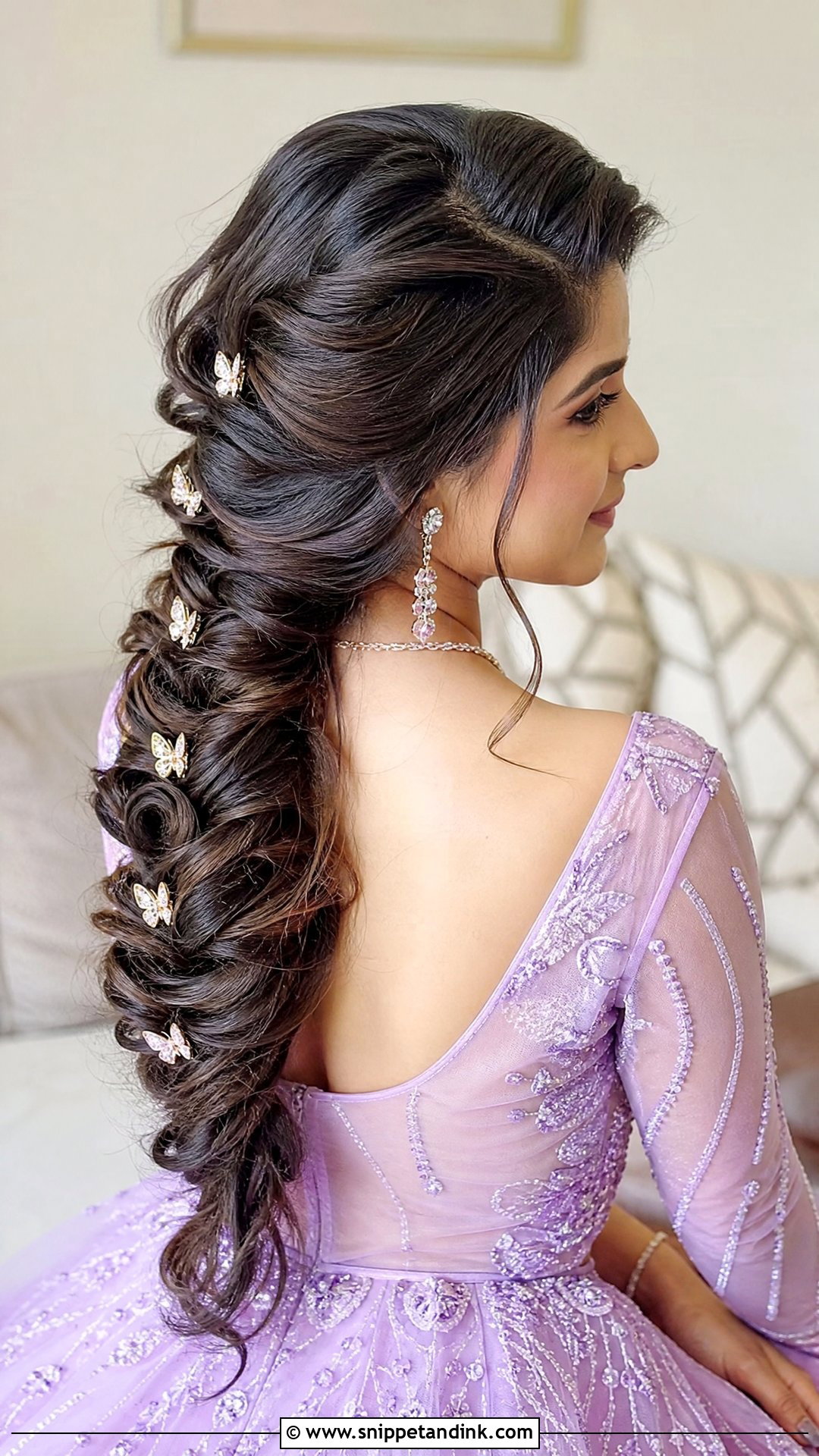 Mermaid Braid With Mini Butterflies - Snippet and Ink - 20 Indian Bridal Braids for Long Hair