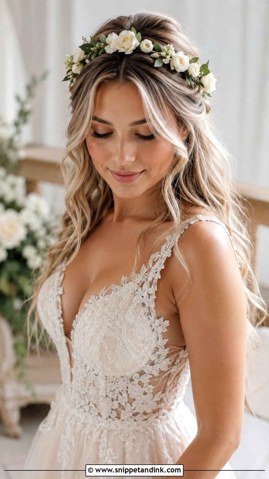 Mermaid Bridal Hair With Flower Crown - Snippet and Ink - 15 Mermaid Bridal Hair Ideas