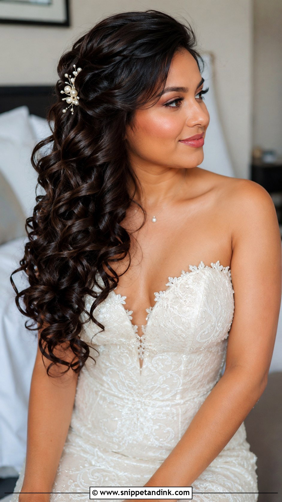 Mermaid Bridal Hair With Long Curls - Snippet and Ink - 15 Mermaid Bridal Hair Ideas