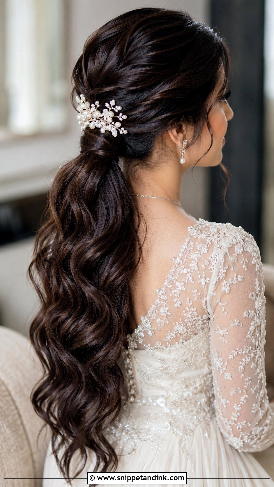 Mermaid Bridal Hair With Low Ponytail - Snippet and Ink - 15 Mermaid Bridal Hair Ideas