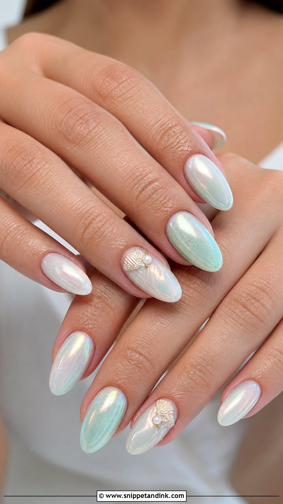 Mermaid Chrome Beach Wedding Nails - Snippet and Ink - 25 Beach Wedding Nails