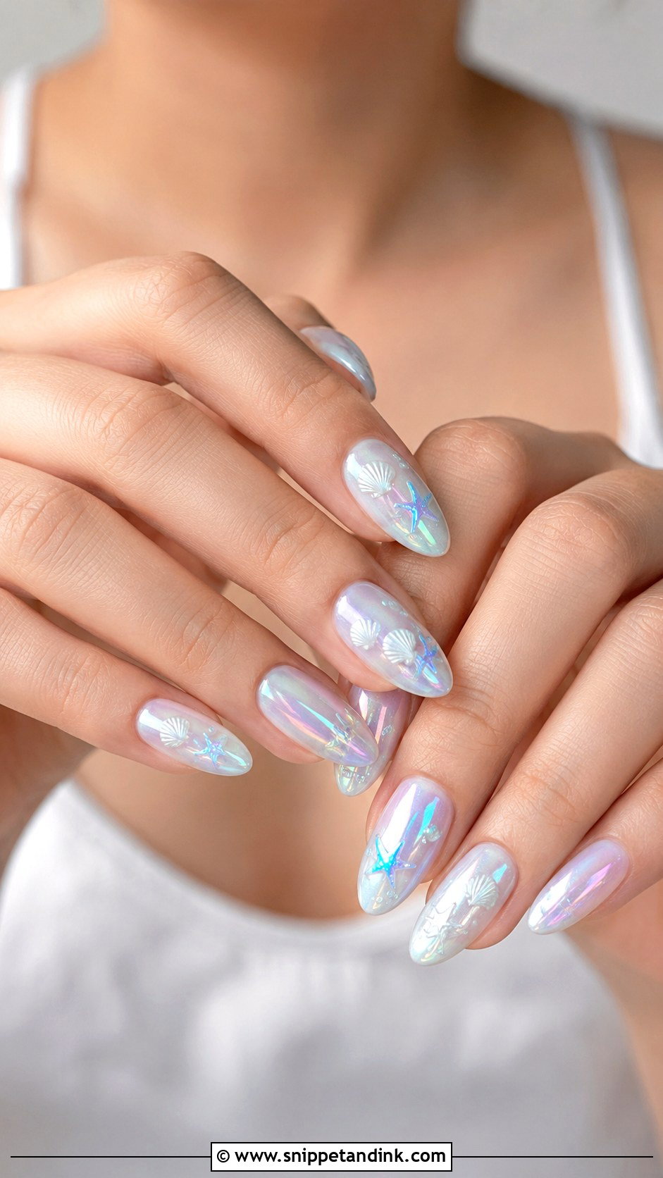 Mermaid Glaze Beach Wedding Nails - Snippet and Ink - 20 Beach Wedding Nails for Guest