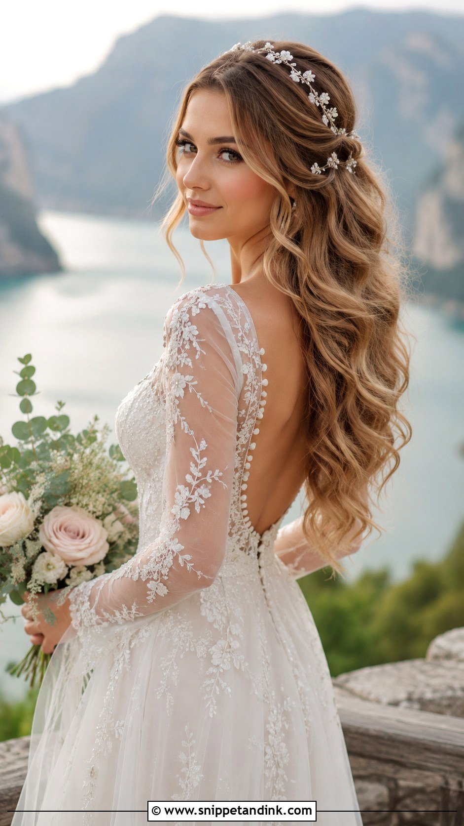 Mermaid Waves With Hair Accessories - Snippet and Ink - 35 Bridal Hairstyles