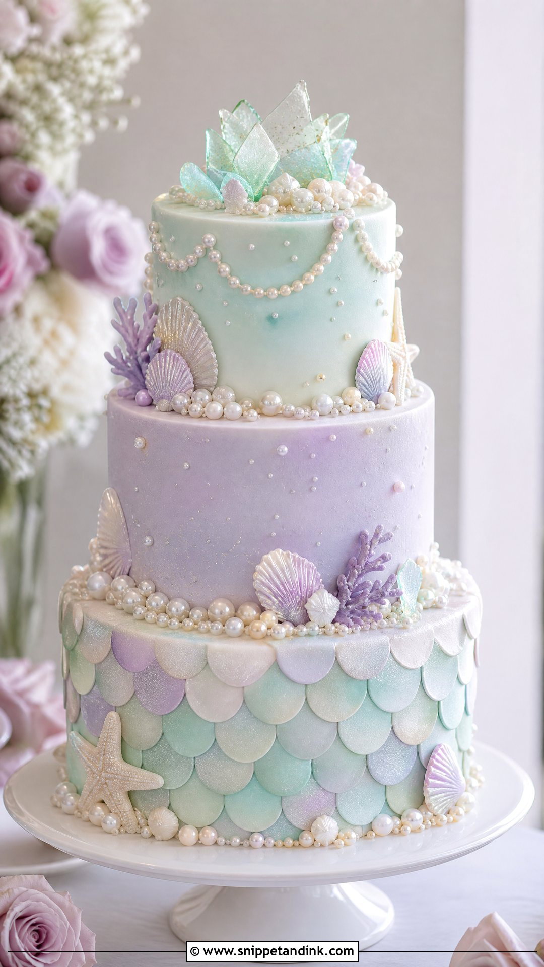 Mermaid Wedding Cake - Snippet and Ink - 30 Beach Theme Cake Ideas for Wedding