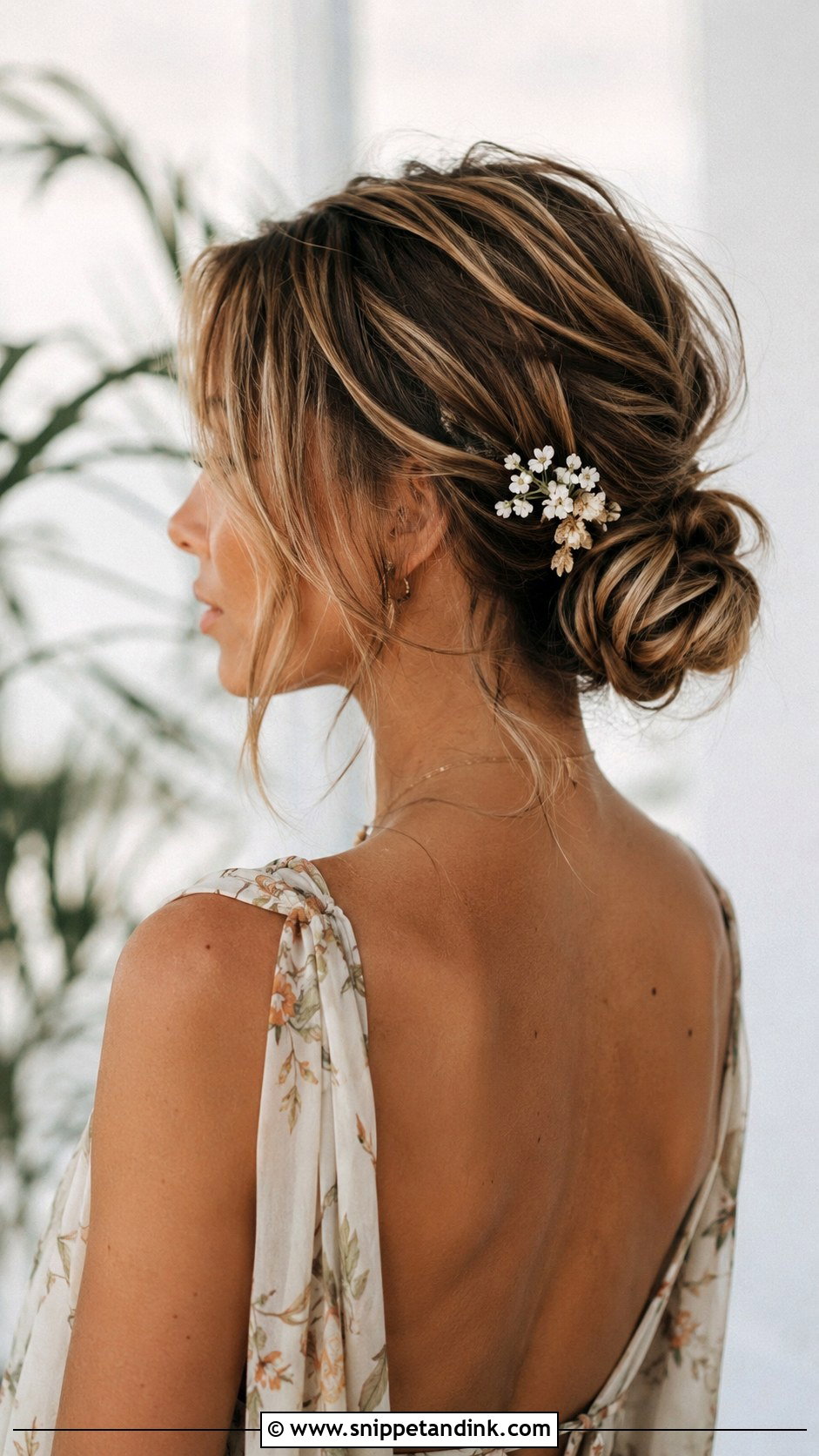 Messy Boho Bun - Snippet and Ink - 25 Short Hair Wedding Guest Ideas