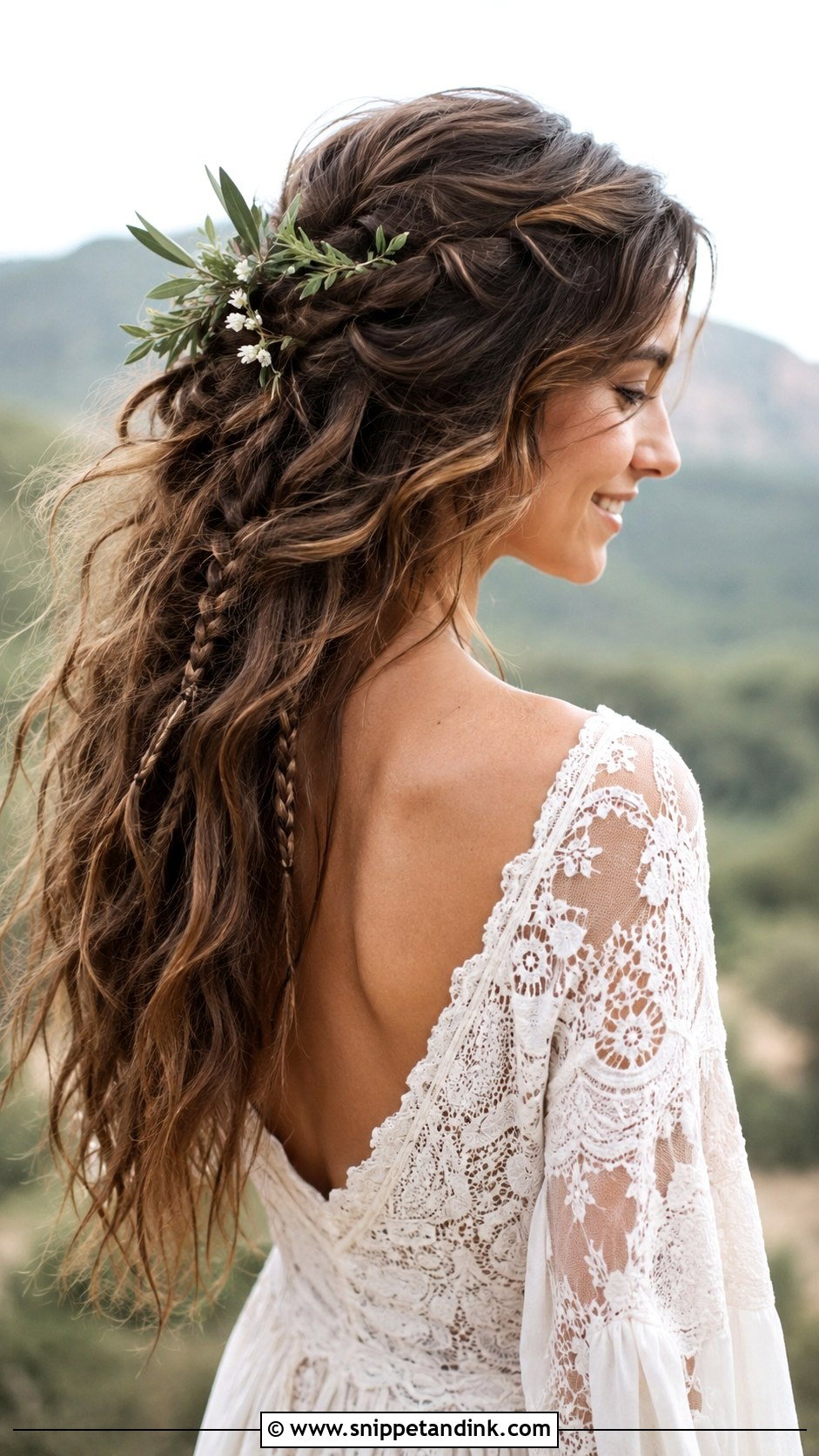 Messy Boho Waves With Braids - Snippet and Ink - 20 Messy Bridal Hair Ideas
