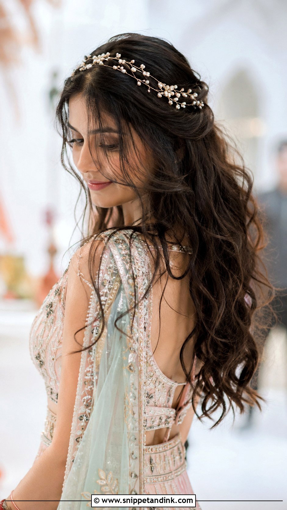 Messy Boho Waves With Hair Vine - Snippet and Ink - 20 Messy Hairstyles for Indian Wedding