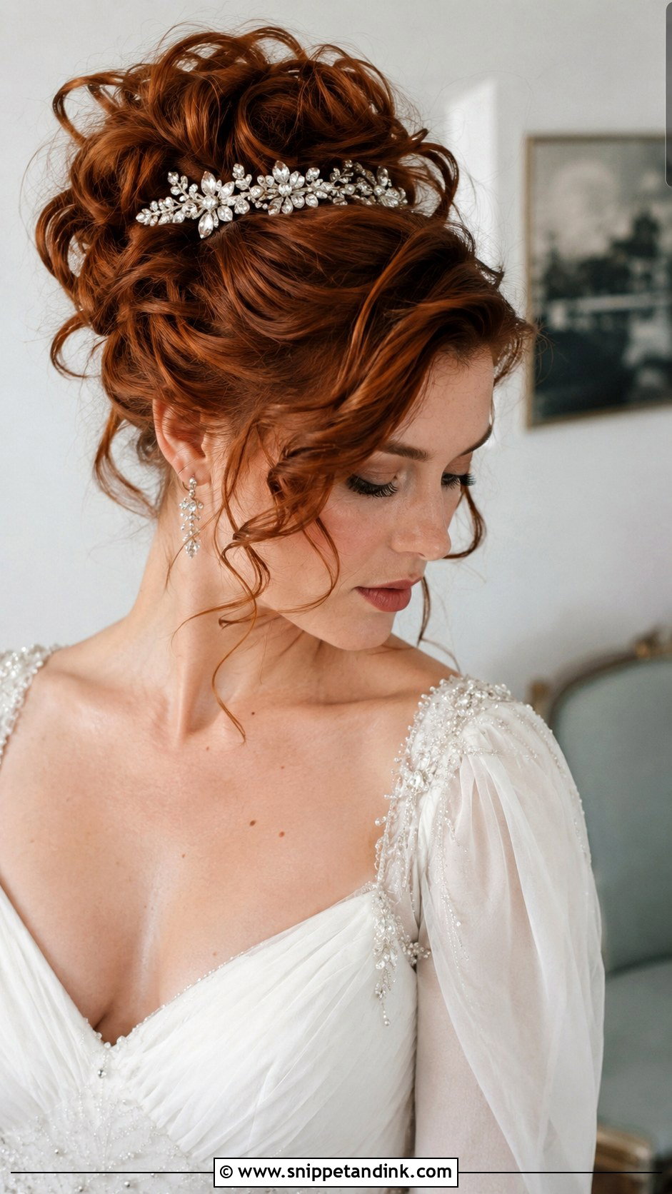 Messy Bombshell Bun With Curls - Snippet and Ink - 20 Short Hair Bun Wedding Ideas