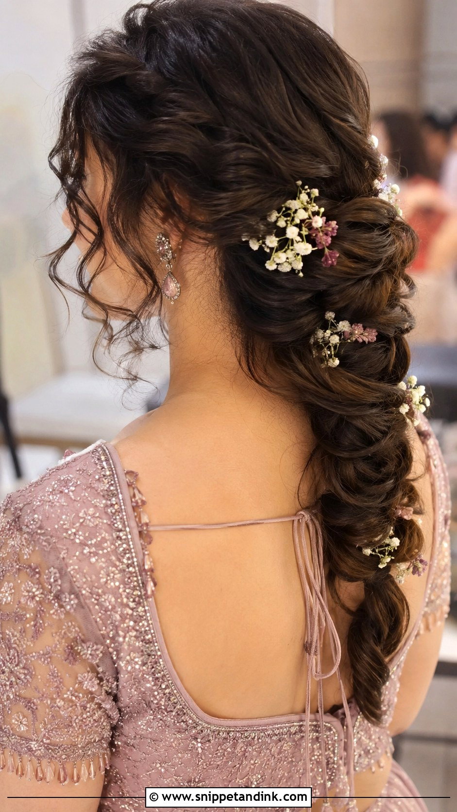 Messy Braid With Loose Curls - Snippet and Ink - 20 Indian Braided Wedding Hairstyles