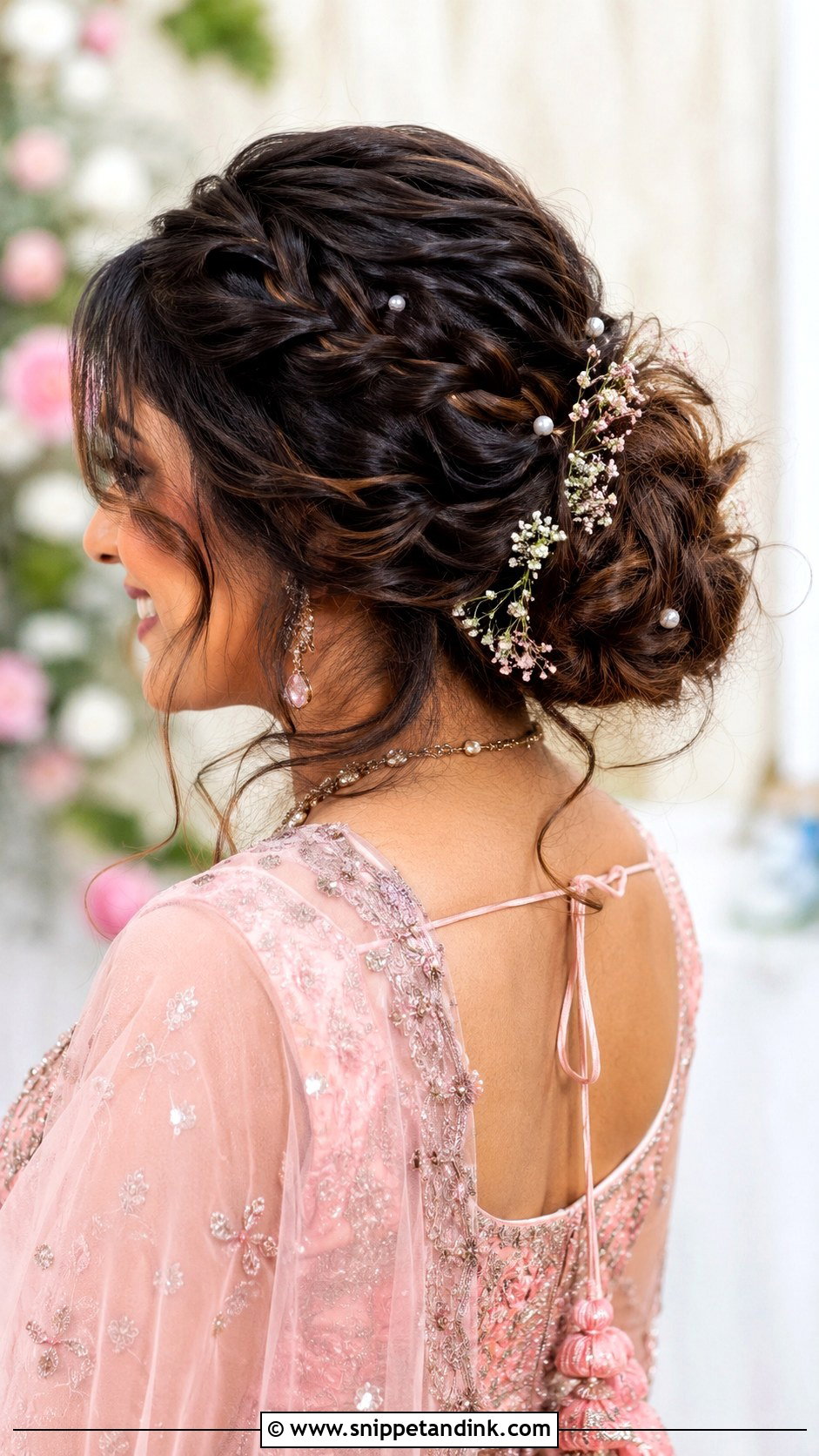 Messy Braided Bun - Snippet and Ink - 20 Desi Bride Hair Ideas