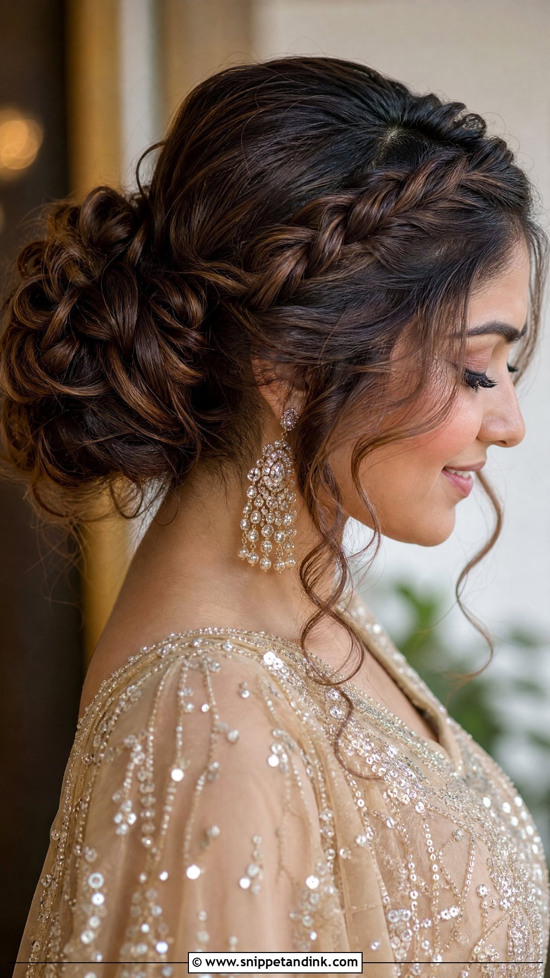 Messy Braided Bun - Snippet and Ink - 20 Punjabi Bride Hairstyle Ideas
