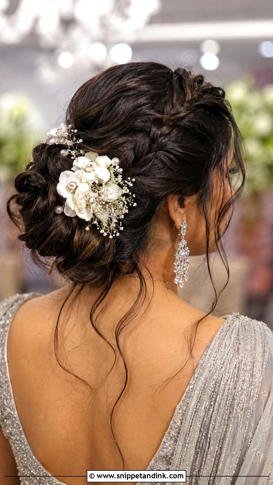 Messy Braided Bun for Reception - Snippet and Ink - 25 Indian Braided Hairstyles for Wedding