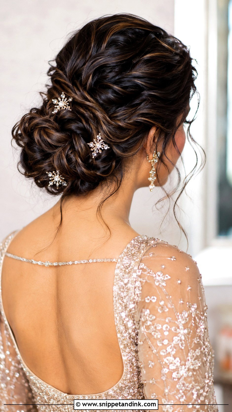Messy Braided Bun for Sangeet - Snippet and Ink - 20 Hair Do for Indian Wedding Ideas