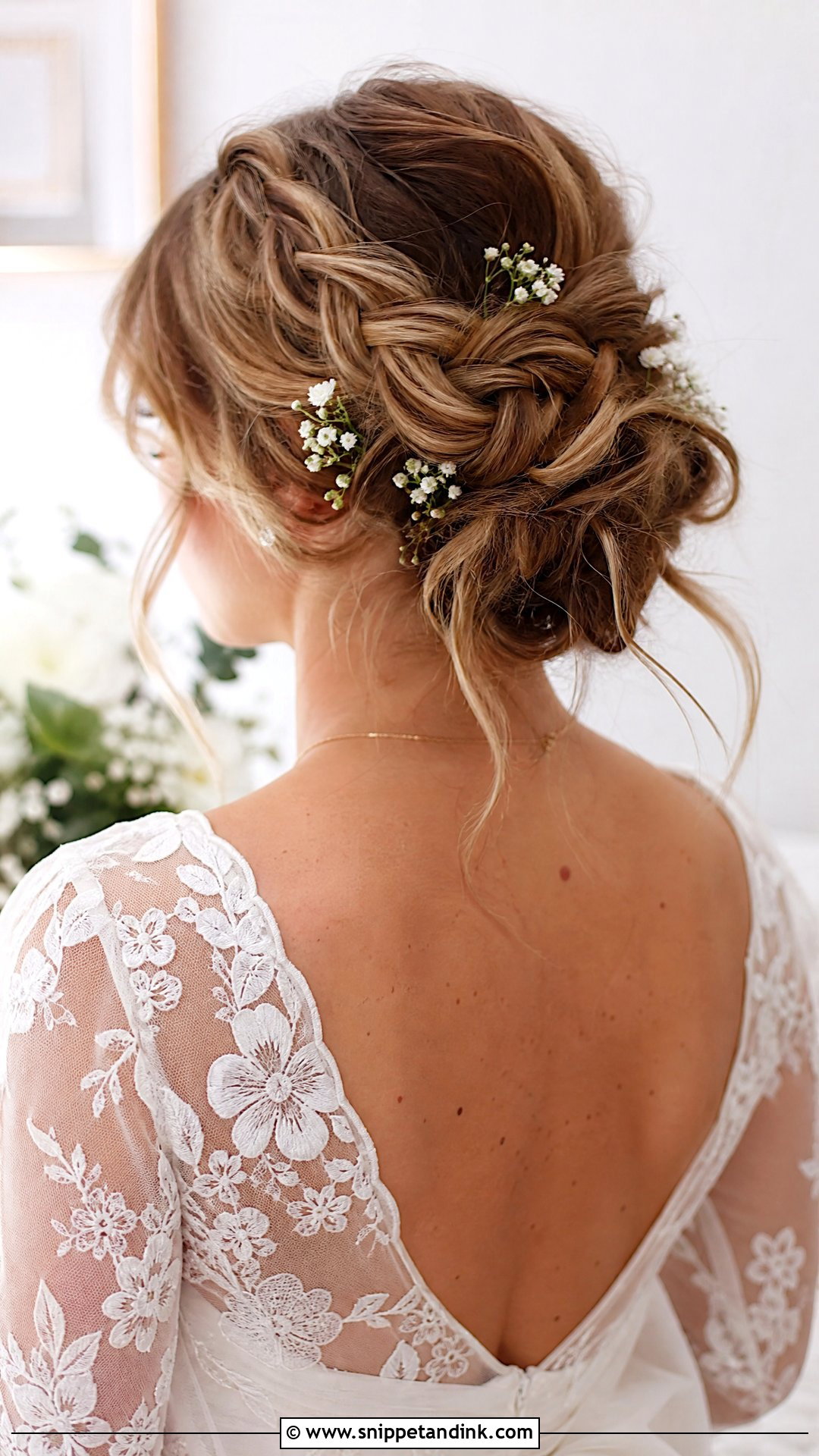 Messy Braided Bun for Wedding - Snippet and Ink - 20 Messy Hair Bun for Wedding Ideas