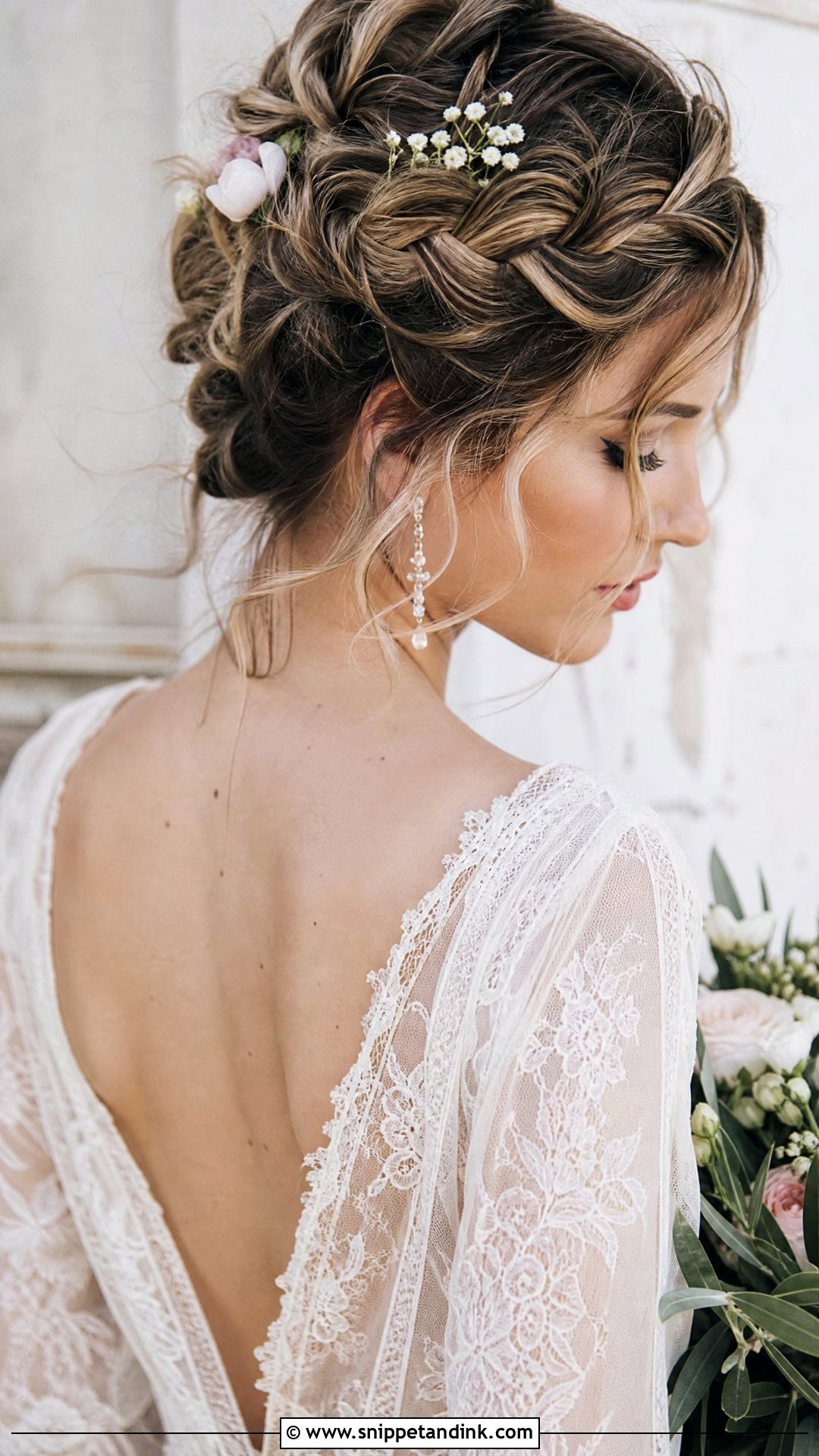 Messy Braided Crown Updo - Snippet and Ink - 20 Messy Hair Styles for Wedding